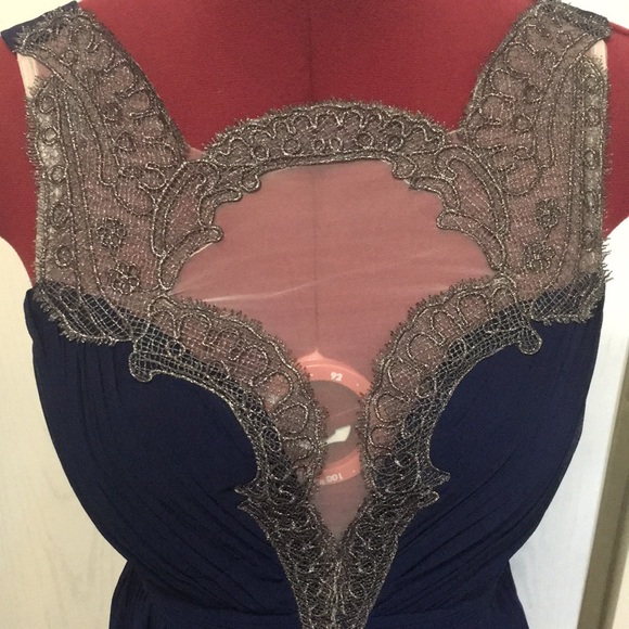 Little Mistress navy blue lace dress Size US 4 - Picture 3 of 6